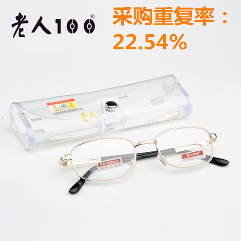 Manufacturer's spot elderly 100 high-end brand ultra-light fashion men's and women's reading glasses anti-counterfeiting genuine glass pieces 814 3