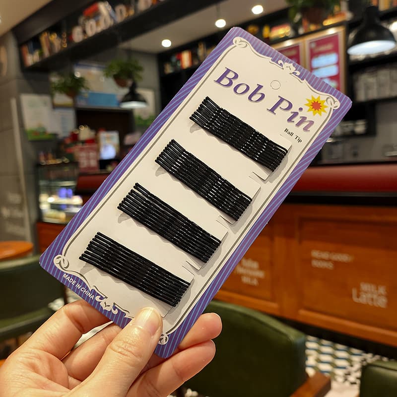 Korean version black steel wire one-word hairpin bangs fixed plate hairpin blue card street stall supply styling fashionable and versatile 7