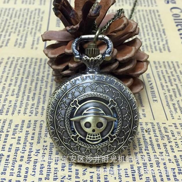 Supply medium size anime pocket watch skull round flip retro fashion flip hollow pocket watch gift wholesale 2