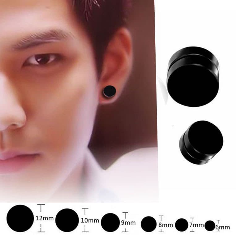 E116 Korean style magnet for boys and girls without pierced ears punk titanium steel ear buckle magnet earrings 3