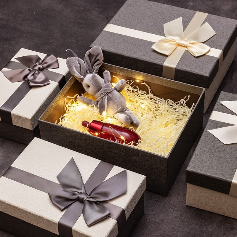 Factory ready stock gray gift box creative bow packaging box rectangular companion gift box gift box wholesale 3