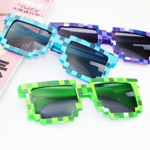 Mosaic square glasses, two-dimensional pretending artifact sunglasses, coded rectangular pixel mirror, Douyin Kuaishou 4