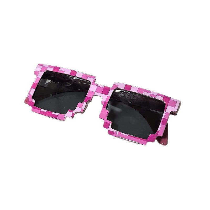 Mosaic square glasses, two-dimensional pretending artifact sunglasses, coded rectangular pixel mirror, Douyin Kuaishou 6