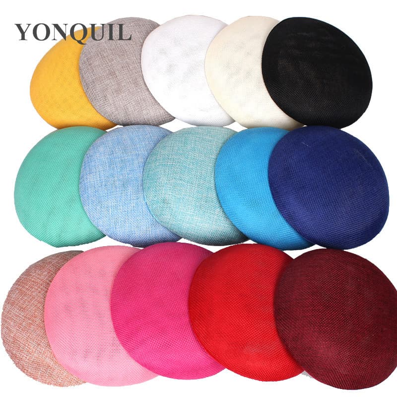 Foreign trade dropshipping round top hat DIY accessories imitation linen jade green hat embryo light hat diameter 15 cm 6