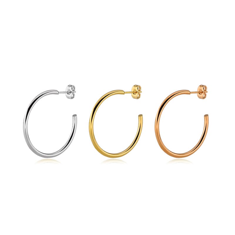 Korean version of fashionable titanium steel exaggerated C-shaped earrings stainless steel geometric round earrings earrings earrings factory direct sales