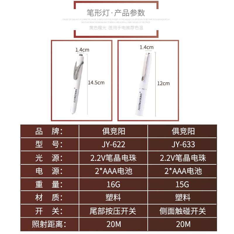 Jujingyang medical flashlight yellow light pupil illumination white light examination ear nose throat oral ophthalmology pen light 3