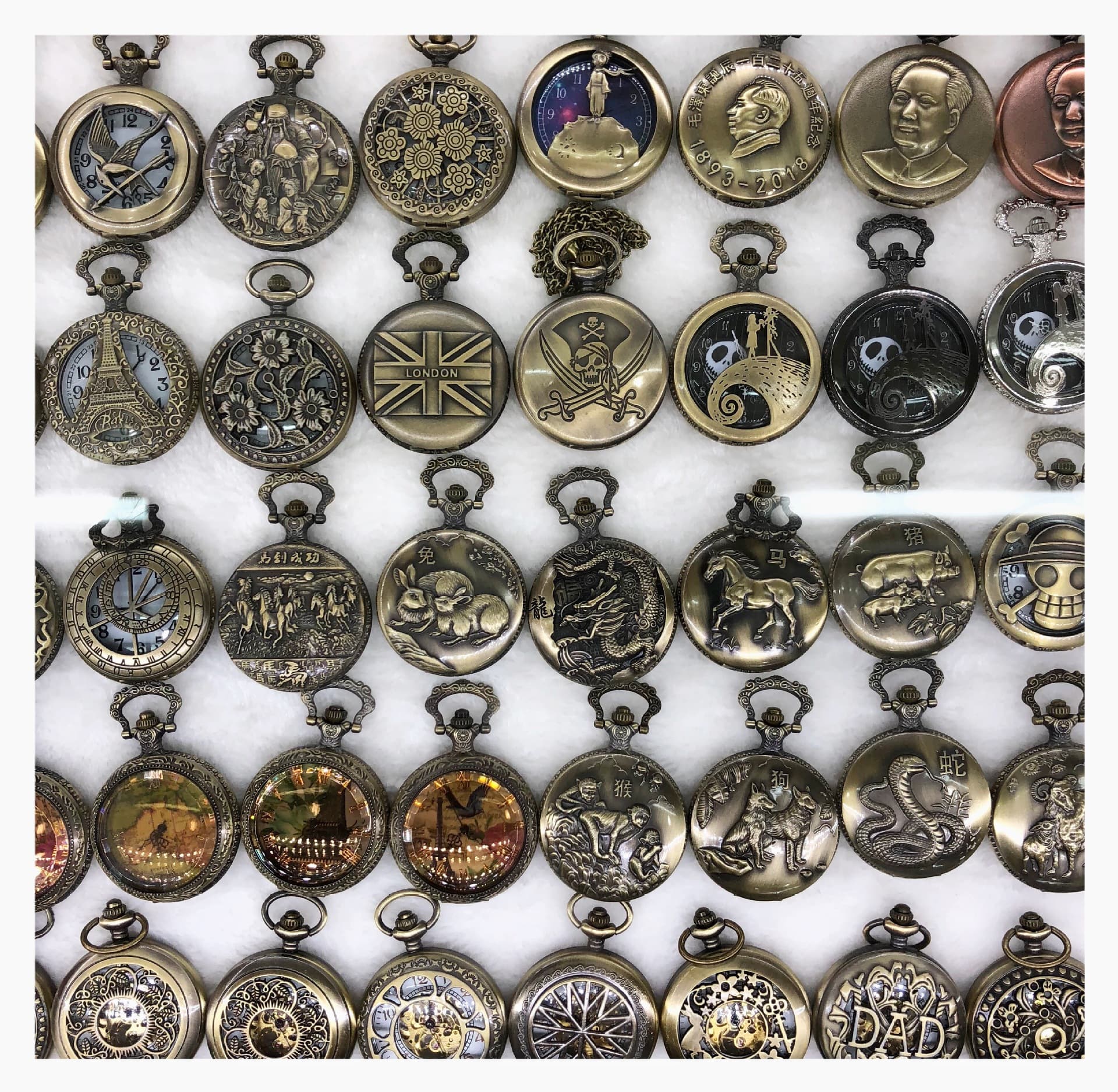 Foreign trade retro nostalgic small pocket watch little girl rabbit pocket watch hollow quartz watch fashion gift 6