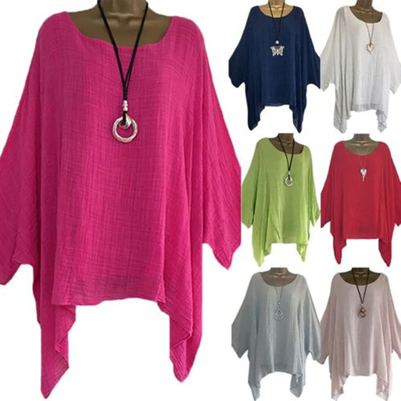 Summer new style European and American women's irregular sleeves and hem blouses, fashionable solid color O-neck casual tops 2