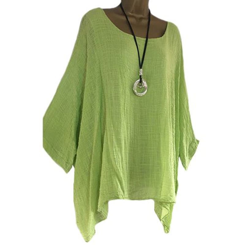 Summer new style European and American women's irregular sleeves and hem blouses, fashionable solid color O-neck casual tops 4
