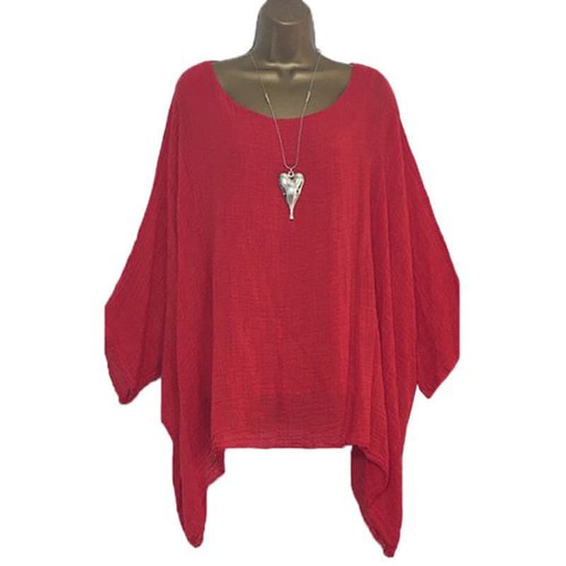 Summer new style European and American women's irregular sleeves and hem blouses, fashionable solid color O-neck casual tops 5