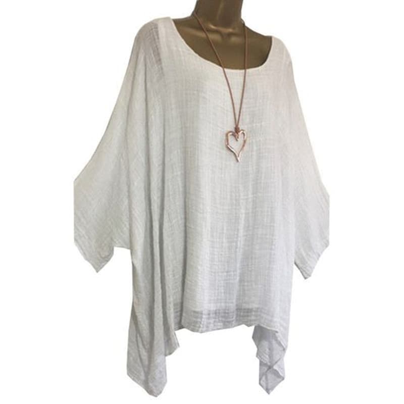 Summer new style European and American women's irregular sleeves and hem blouses, fashionable solid color O-neck casual tops 9