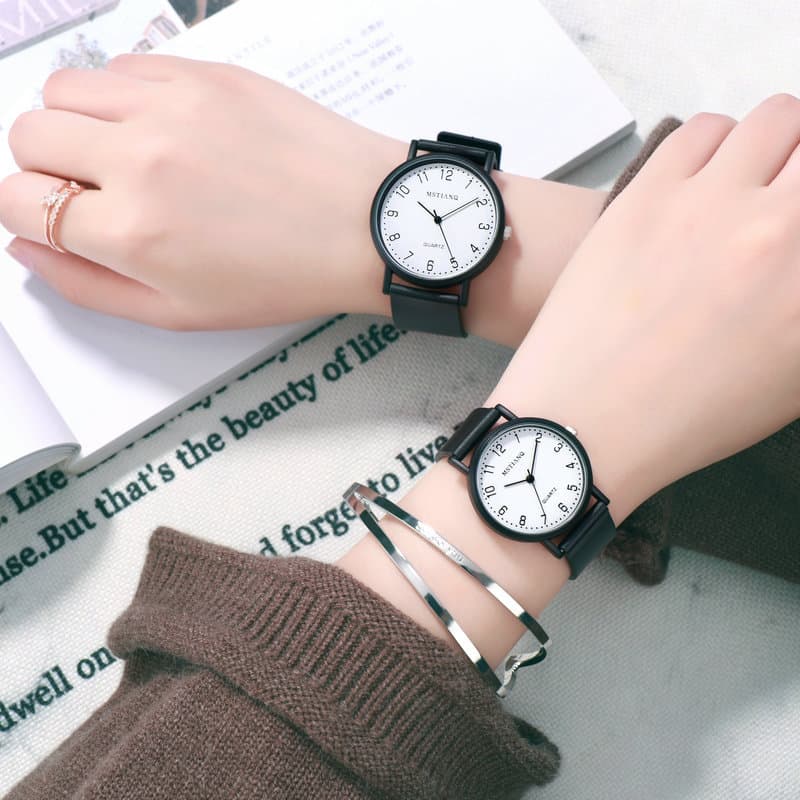 Popular watches for female students Korean version simple trendy sports and leisure men's atmospheric retro college style couple's watch 2