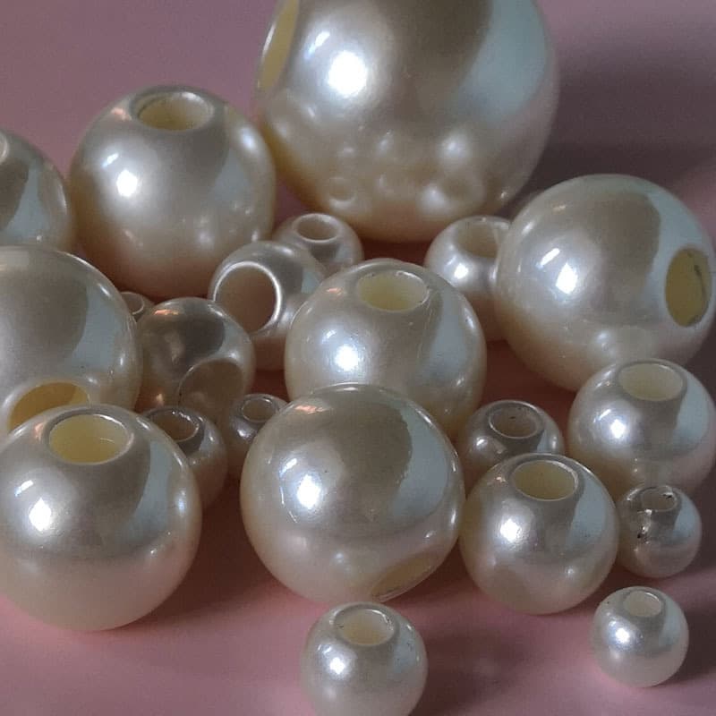 Wholesale high-quality high-gloss large-hole pearlescent white abs imitation pearl shoe materials luggage hair rope diy perforated loose beads accessories 4