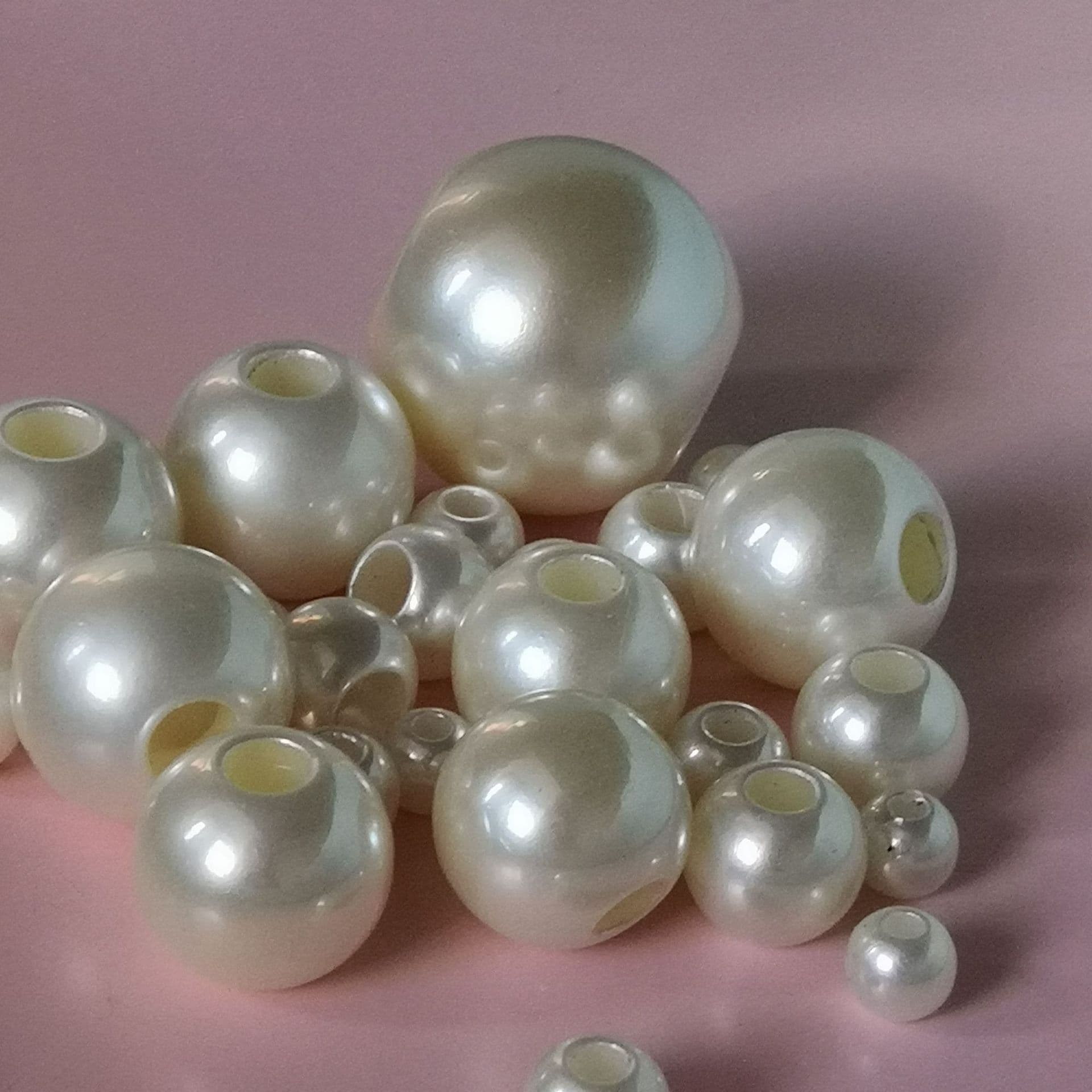 Wholesale high-quality high-gloss large-hole pearlescent white abs imitation pearl shoe materials luggage hair rope diy perforated loose beads accessories 5