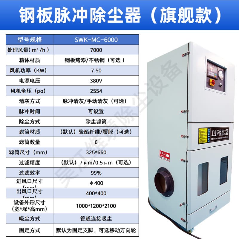 Cartridge dust collector customized steel plate small industrial dust collector single machine pulse small cartridge dust removal equipment 7