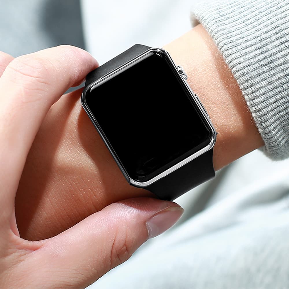 Unisex fashion trend casual personalized square LED electronic watch versatile electronic watch luminous 4