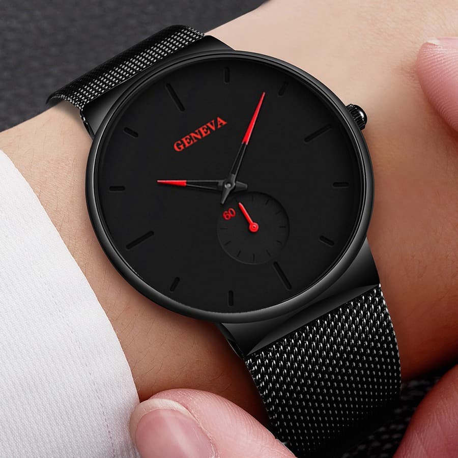 Geneva men's quartz watch mesh strap watch men's popular student simple fashion men's and women's watch cross-border best-selling model 3