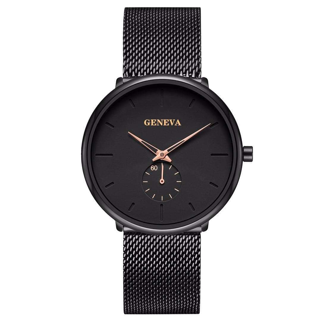Geneva men's quartz watch mesh strap watch men's popular student simple fashion men's and women's watch cross-border best-selling model 5