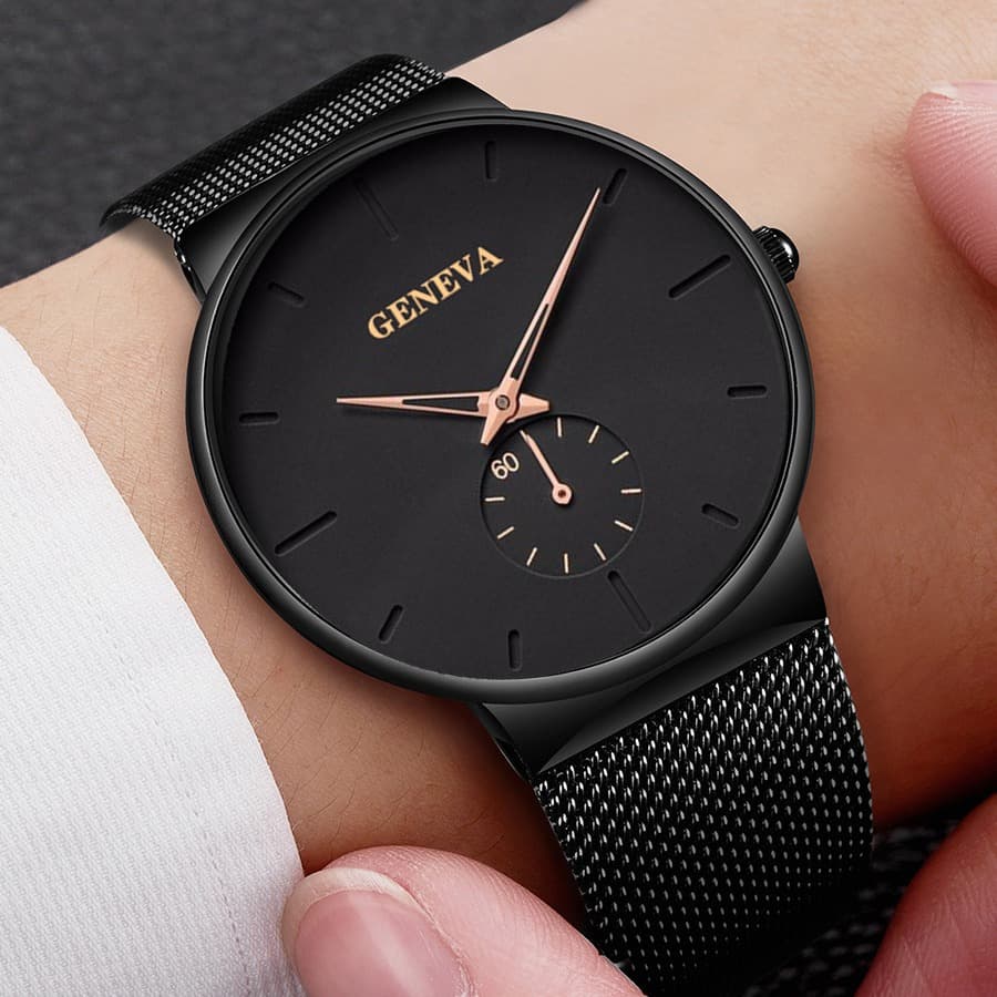 Geneva men's quartz watch mesh strap watch men's popular student simple fashion men's and women's watch cross-border best-selling model