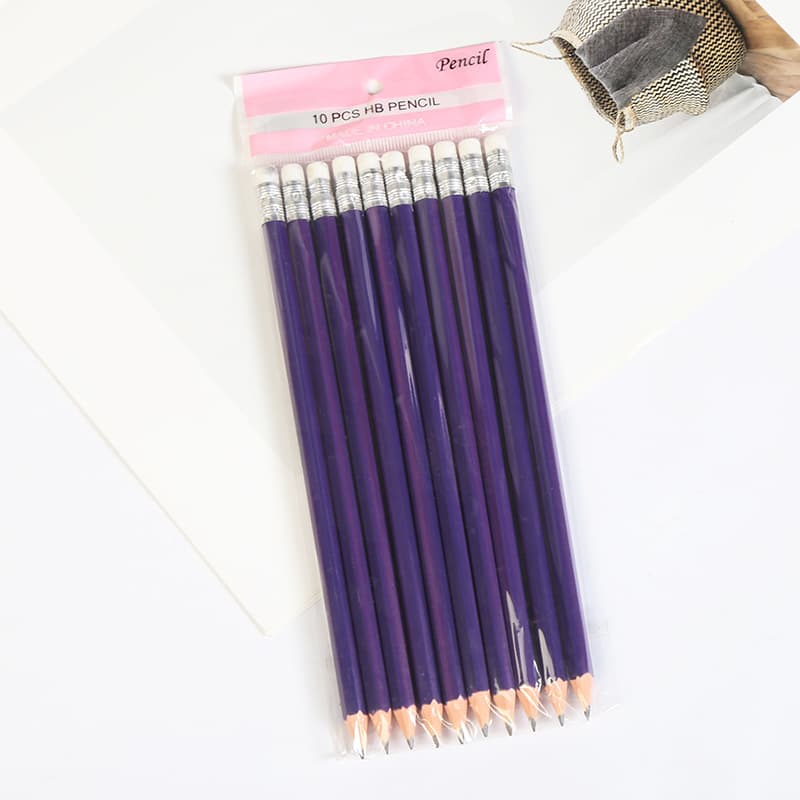 Cartoon eraser yellow pencil HB pencil woodless pencil student learning office supplies round hexagonal pencil 9