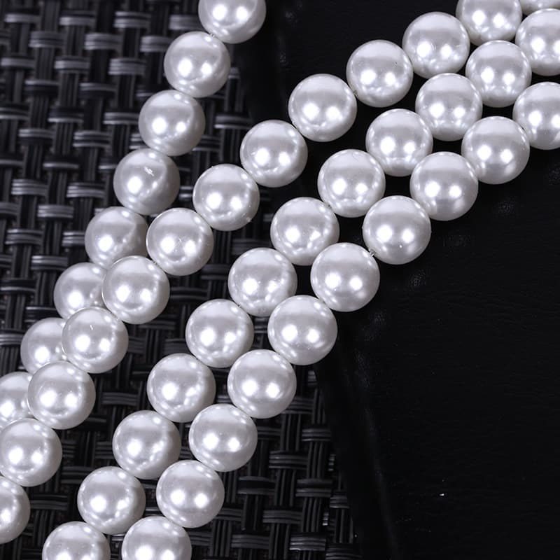 Manufacturer's paint high-gloss ABS perforated imitation pearl iron wire straight hole high quality round fake pearl DIY beads loose beads 8