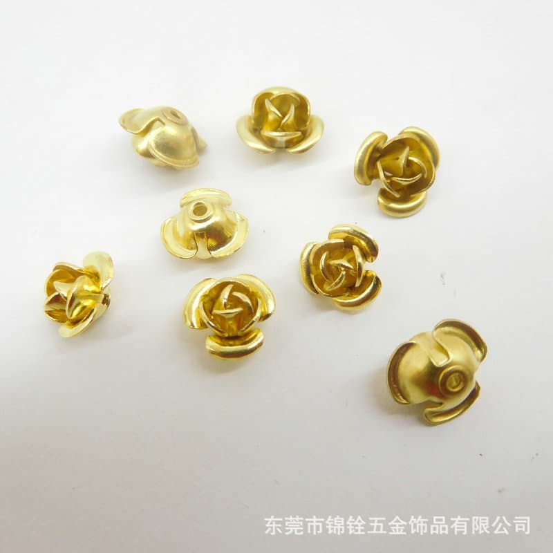 Copper three-dimensional flower rose flower three-layer three-dimensional flower perforated rose DIY jewelry accessories high quality rose flower 2