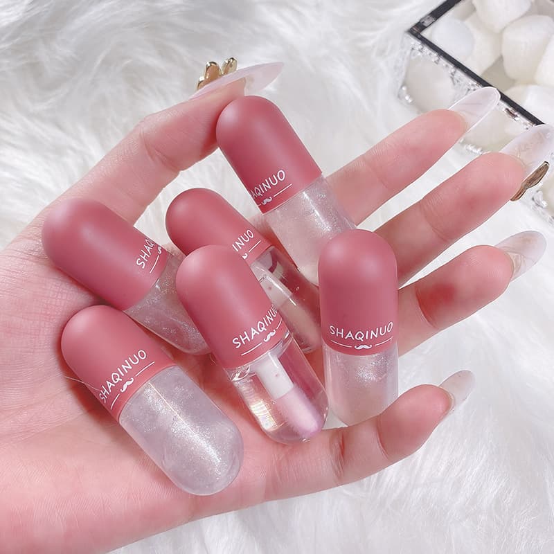 SHAQINUO Mini Capsule Lip Gloss Transparent Color Changing Moisturizing Moisturizing Color Changing Lip Glaze Watery Mirror Lip Glaze 2