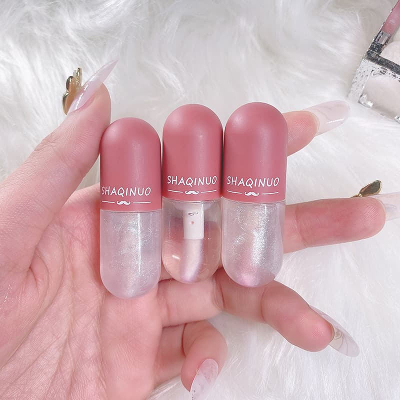 SHAQINUO Mini Capsule Lip Gloss Transparent Color Changing Moisturizing Moisturizing Color Changing Lip Glaze Watery Mirror Lip Glaze 4