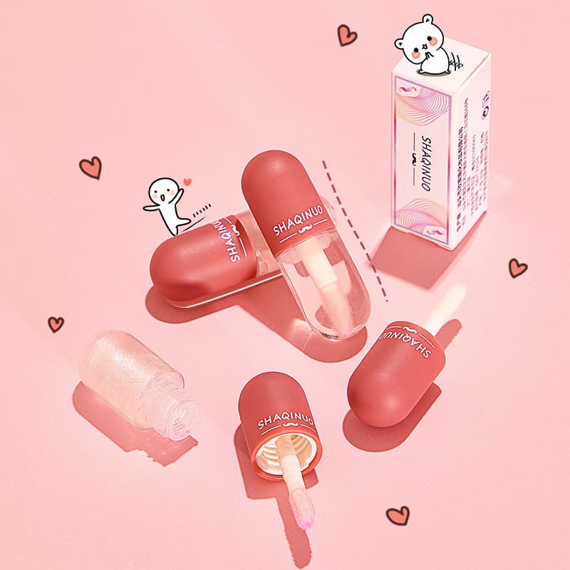 SHAQINUO Mini Capsule Lip Gloss Transparent Color Changing Moisturizing Moisturizing Color Changing Lip Glaze Watery Mirror Lip Glaze 5