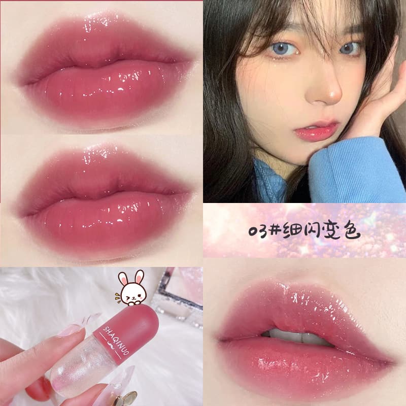 SHAQINUO Mini Capsule Lip Gloss Transparent Color Changing Moisturizing Moisturizing Color Changing Lip Glaze Watery Mirror Lip Glaze 9
