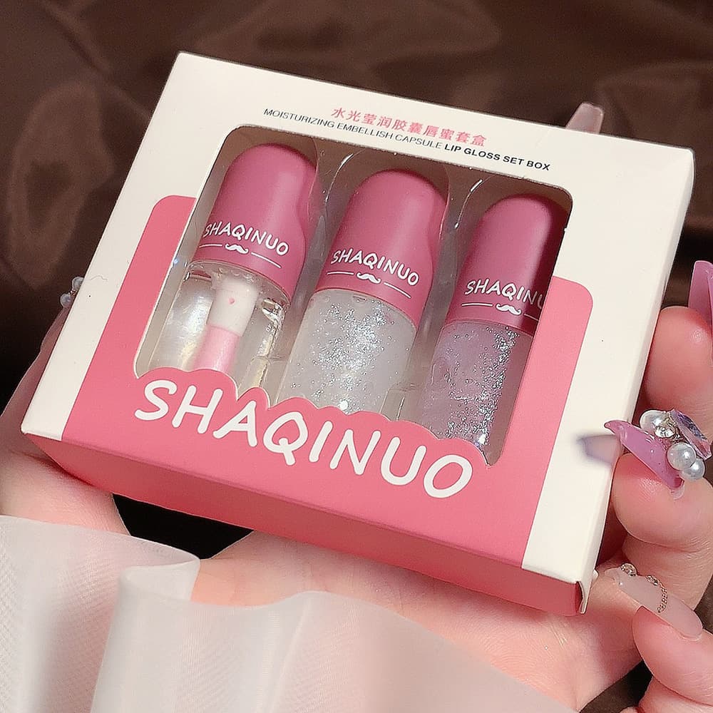 SHAQINUO Mini Capsule Lip Gloss Transparent Color Changing Moisturizing Moisturizing Color Changing Lip Glaze Watery Mirror Lip Glaze 10