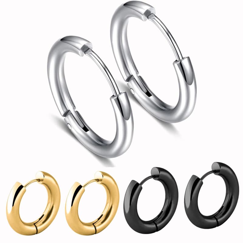Cross-border high-quality stainless steel earrings, non-fading, unisex round earrings, simple and trendy earrings wholesale 2