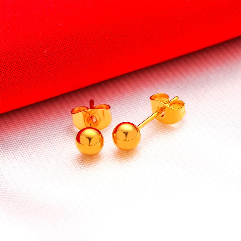 New gold-plated solid bean big flower earrings sand gold frosted earrings temperament girls pure copper plated real gold earrings 9