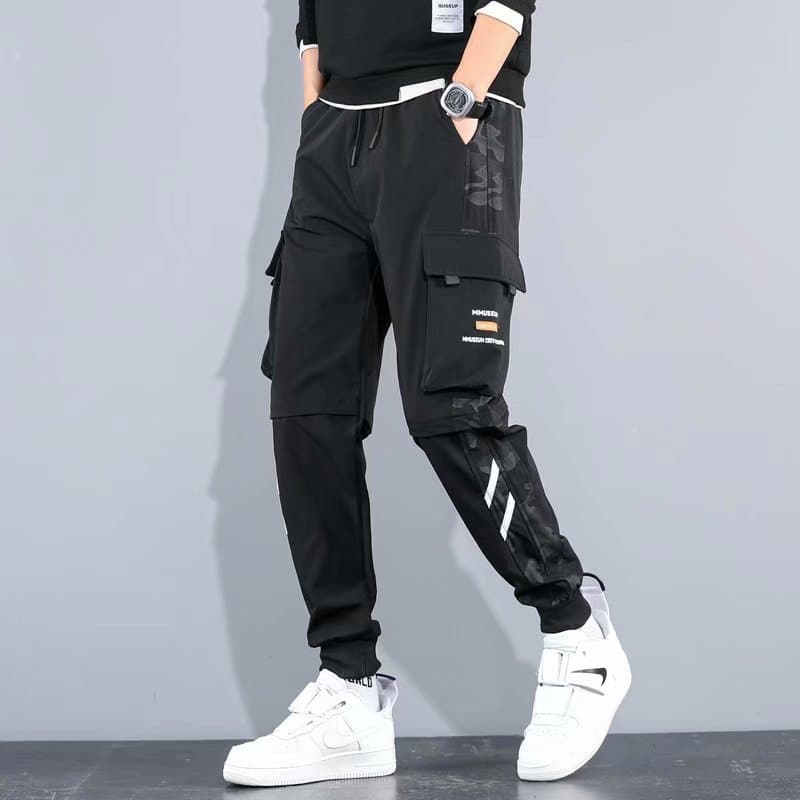 2021 new style pants for men, Korean style, trendy, loose, student ins, nine-point chic casual overalls, trendy brand foot binding 7