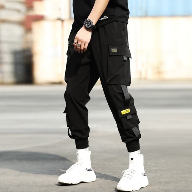 2021 new style pants for men, Korean style, trendy, loose, student ins, nine-point chic casual overalls, trendy brand foot binding 8