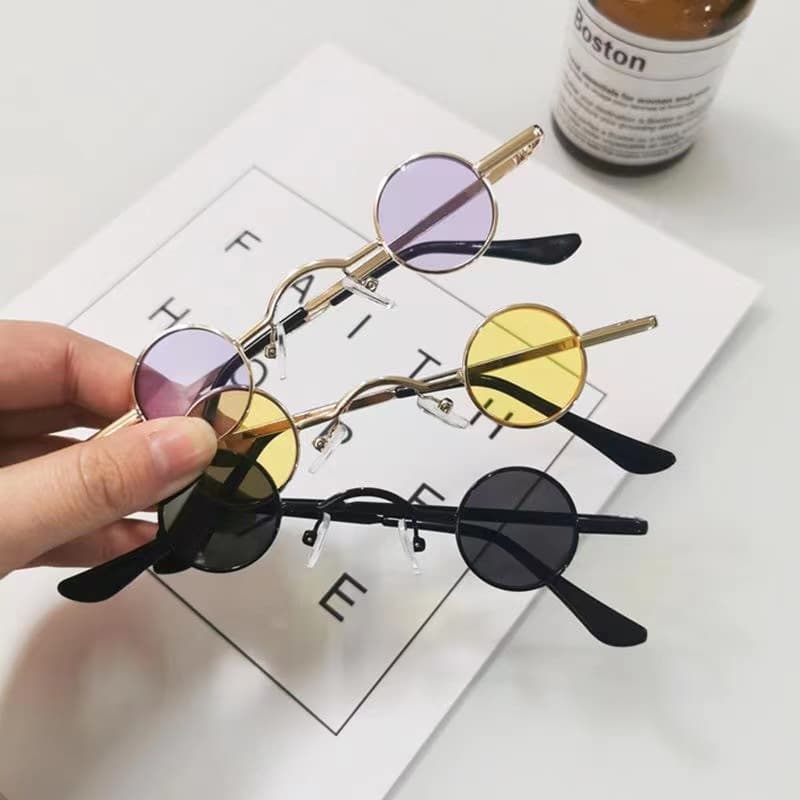 Ultra-small frame round retro sunglasses for men and women mini small round frame table mirror traitor glasses hip-hop sunglasses 4
