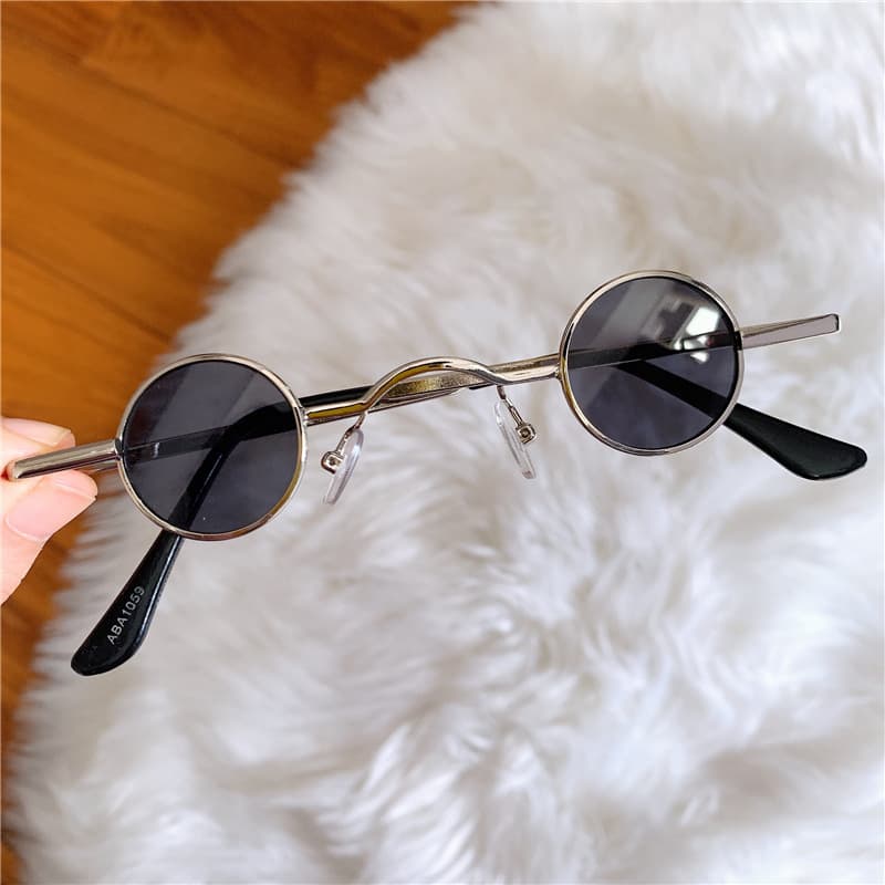 Ultra-small frame round retro sunglasses for men and women mini small round frame table mirror traitor glasses hip-hop sunglasses 9