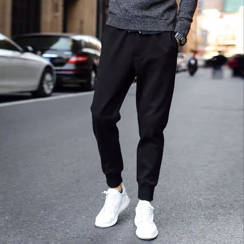 Pants men's summer thin ice silk trousers casual trousers ins trendy straight drop loose sports nine-point trousers 9