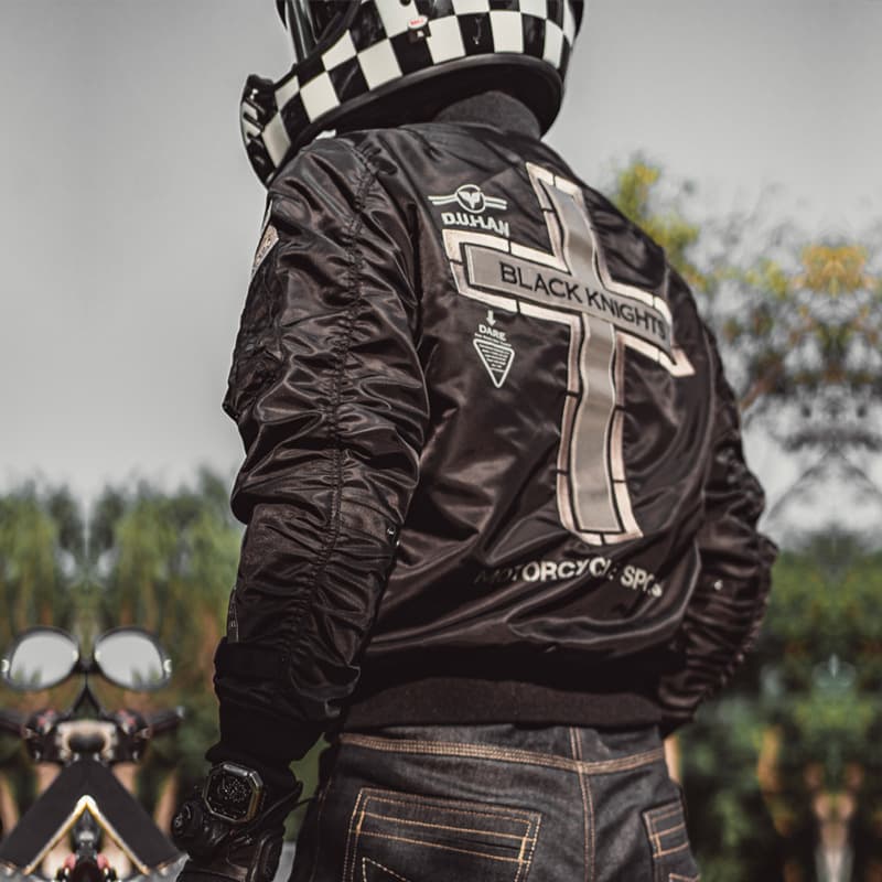 Duhamo Dark Rider Jacket Motorcycle Riding Suit Classic Bomber Jacket Reflective Anti-Fall CE Equipment 3
