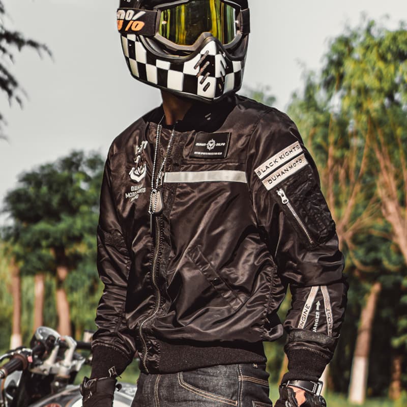 Duhamo Dark Rider Jacket Motorcycle Riding Suit Classic Bomber Jacket Reflective Anti-Fall CE Equipment