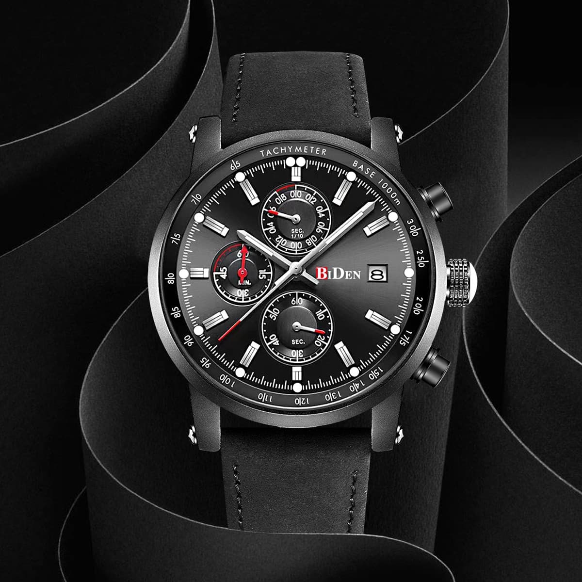 Biden Men's Watch Stylish Business Chronograph 30M Waterproof Watch Elegant Sports Analog Date 2