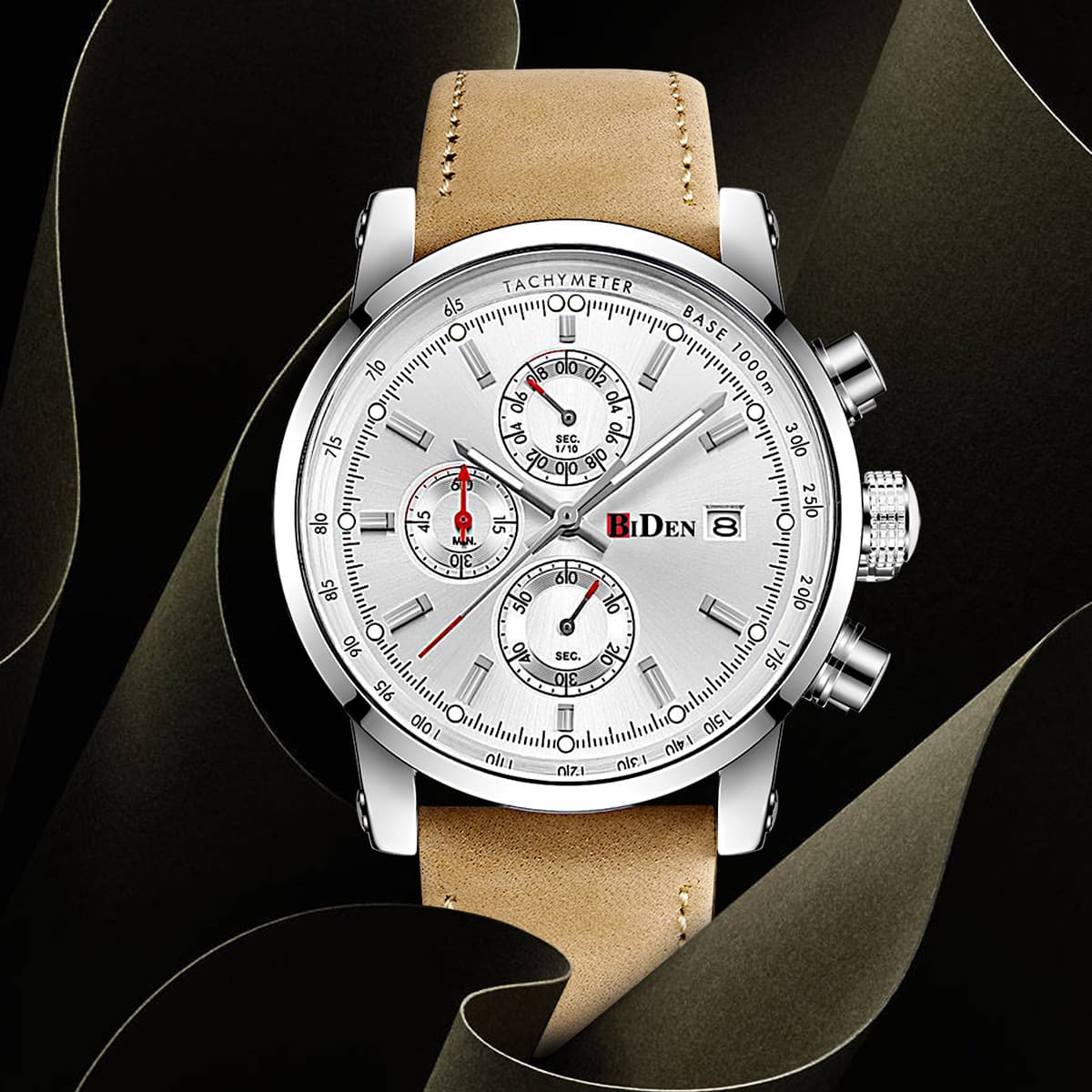 Biden Men's Watch Stylish Business Chronograph 30M Waterproof Watch Elegant Sports Analog Date 4
