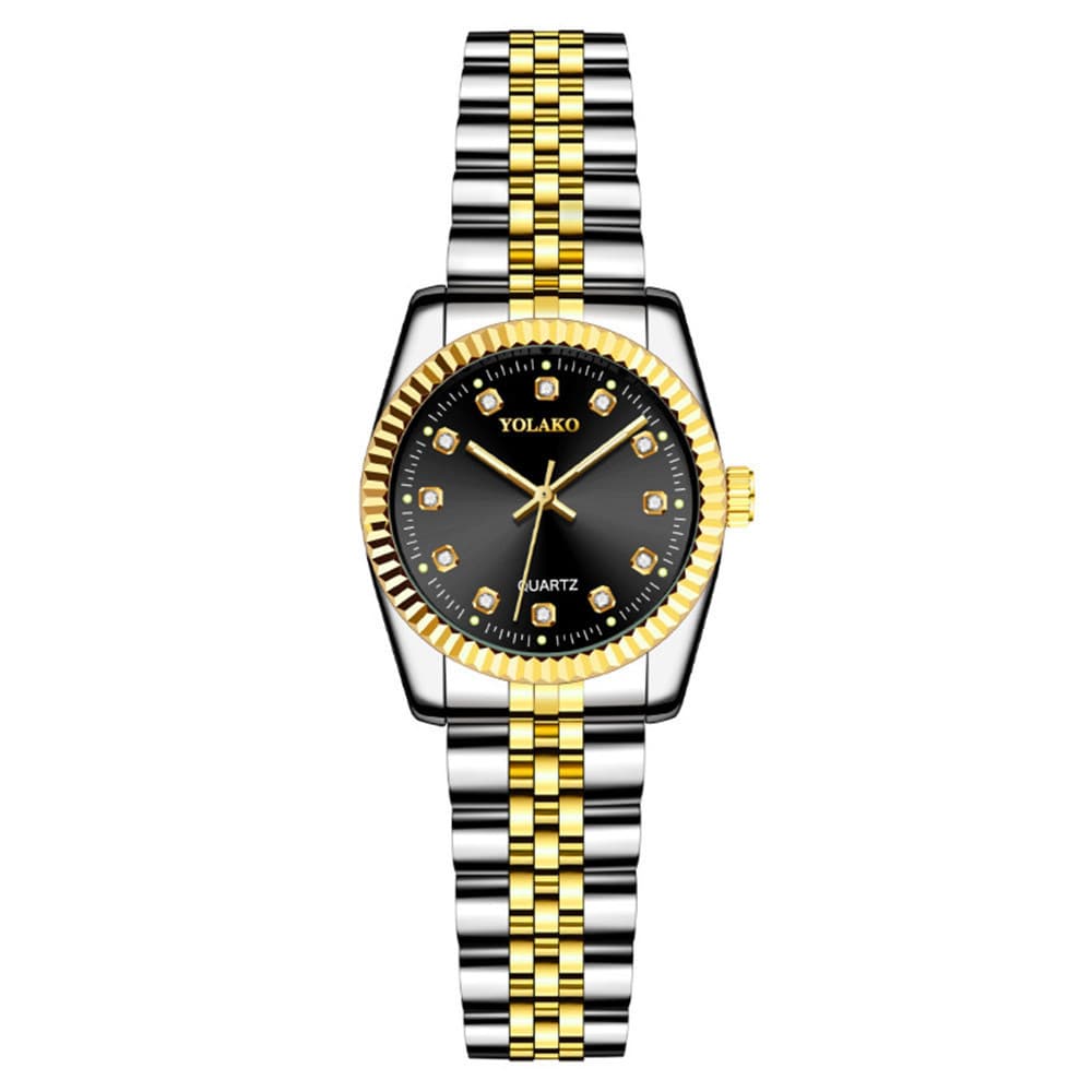 Diamond-encrusted steel band calendar watch for women simple casual student fashion quartz gold suit men's watch couple 9