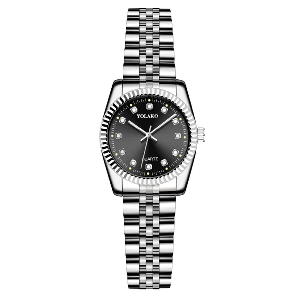 Diamond-encrusted steel band calendar watch for women simple casual student fashion quartz gold suit men's watch couple 10