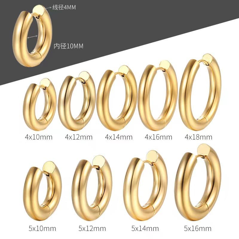 Cross-border special supply of stainless steel earrings, unisex style, bold earrings, versatile fashionable 18k gold plated earrings wholesale 2