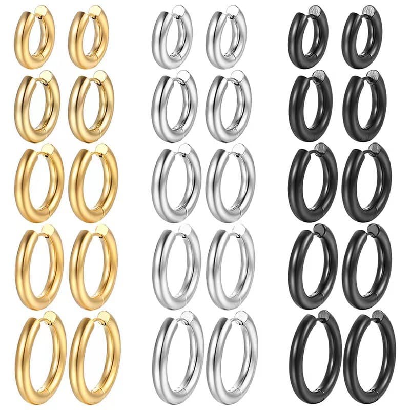 Cross-border special supply of stainless steel earrings, unisex style, bold earrings, versatile fashionable 18k gold plated earrings wholesale 3
