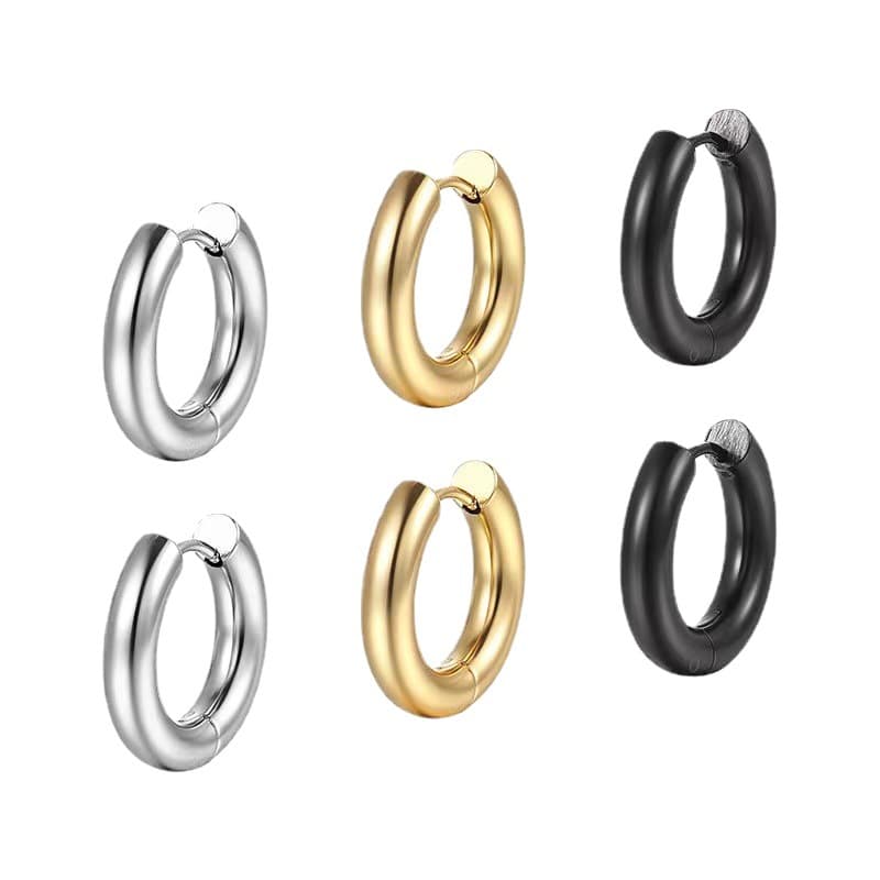 Cross-border special supply of stainless steel earrings, unisex style, bold earrings, versatile fashionable 18k gold plated earrings wholesale 6