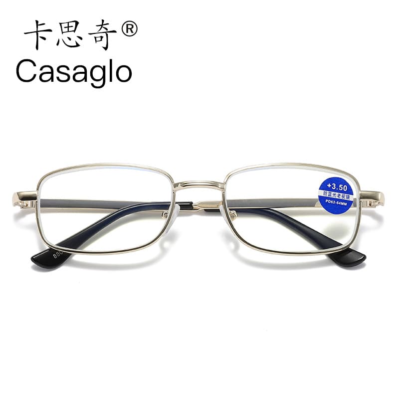 New metal frame anti-blue light reading glasses high-definition middle-aged and elderly reading glasses finished aging resin sheet 8804 4