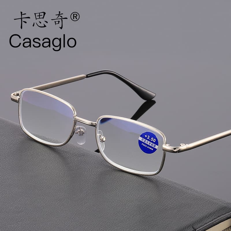 New metal frame anti-blue light reading glasses high-definition middle-aged and elderly reading glasses finished aging resin sheet 8804 7