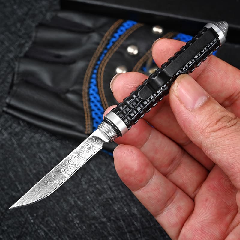 Mini Damascus Pen Knife Multifunctional Small Straight Knife Wild Survival Survival Tool Portable Outdoor Knife 8